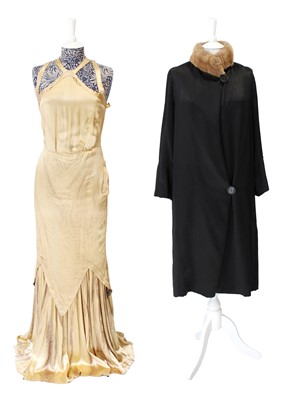 Lot 2314 - A Circa 1930s Gold Satin Evening Dress with...