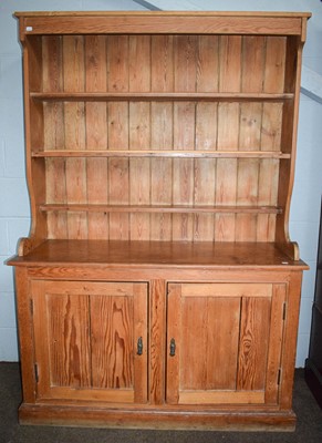 Lot 1398 - A Pitch Pine Dresser and Rack, 131cm by 46cm...