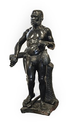 Lot 204 - A Carved Black Marble Figure of a Man,...