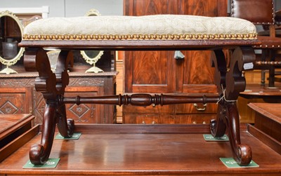 Lot 1494 - A Victorian Carved Mahogany Stool, with button...