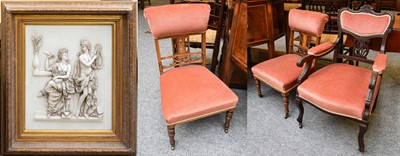 Lot 1212 - A Pair of Edwardian Upholstered Inlaid Nursing...