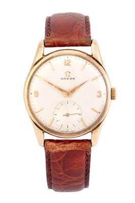 Lot 2407 - Omega: A 9 Carat Gold Wristwatch, signed Omega,...