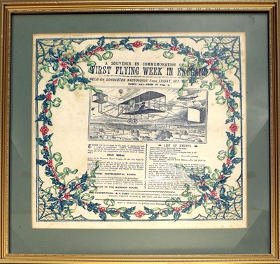 Lot 4215 - A Souvenir In Commemoration Of The First Flying Week In England Linen Square