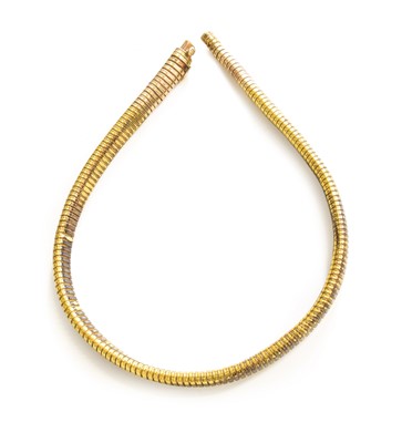 Lot 317 - A 9 Carat Gold Pipe Necklace, length 38cm