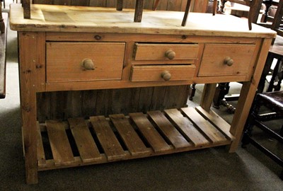 Lot 1393 - A Pine Farmhouse Kitchen Dresser Base, with...