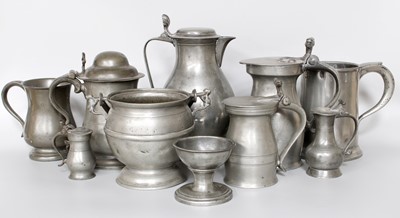 Lot 102 - Ten Pieces of 18th Century and Later Pewter,...