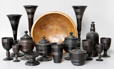 Lot 105 - A Collection of Turned Ebony Holloware Vessels,...