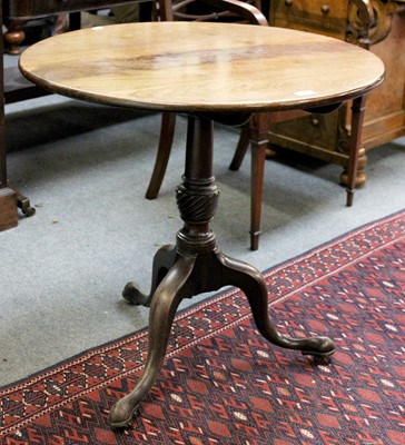 Lot 1223 - A George III Mahogany Tripod Table, on turned...