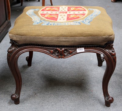 Lot 1262 - A Victorian Rosewood Stool, with armorial...