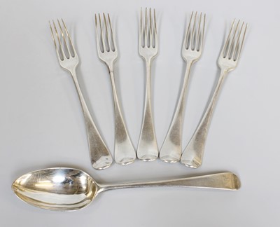 Lot 67 - A Set of Five George III Silver Table-Forks,...