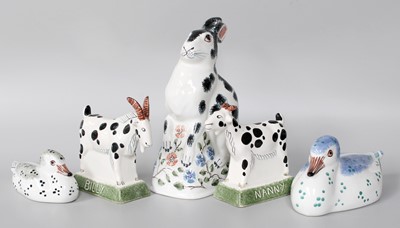 Lot 125 - ~ Rye Pottery: A Pair of Goats "Nanny" and...
