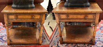 Lot 1368 - A Pair of Oak End Tables, each with a single...