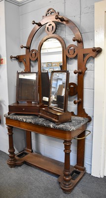 Lot 1132 - An Edwardian Oak Mirrored Hallstand, with...