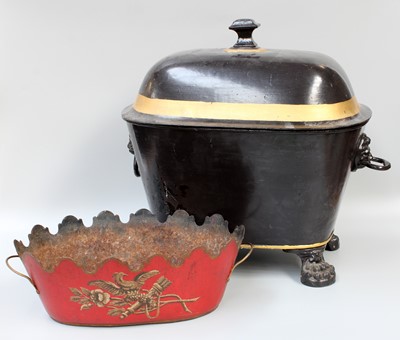 Lot 159 - ~ A 19th Century Style Toleware Coal Bucket,...