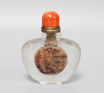 Lot 230 - A Chinese Glass Snuff Bottle, with brass and...