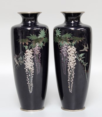 Lot 227 - A Pair of Japanese Cloisonne Vases, Meiji...