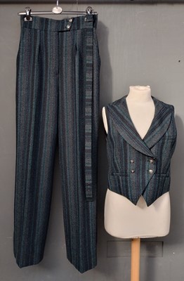 Lot 1079 - Chanel Wool and Cashmere Two Piece in teal...