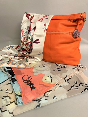 Lot 1044 - Ilex Orange Pebble Leather Slouch Shoulder Bag,...