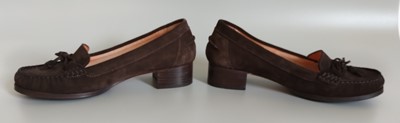 Lot 1050 - Pair of LK Bennett Suede Loafers with low heel...