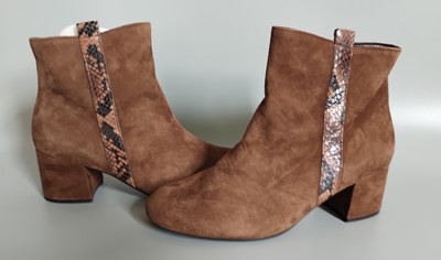 Lot 1051 - Pair of Gabor Brown Suede Heeled Ankle Boot,...