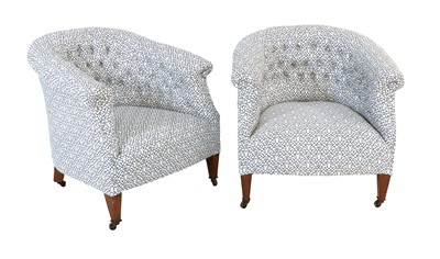 Lot 1277 - A Pair of Victorian Tub-Shaped Armchairs, late...