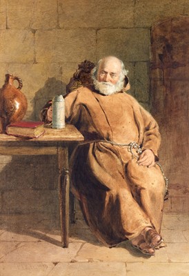 Lot 618 - John Henry Mole (1814–1886) A seated monk with...