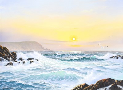 Lot 1048 - Peter Cosslett (1927-2012) Sunrise seascape...