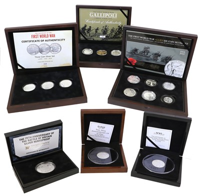 Lot 353 - Selection of World War Commemorative Silver...