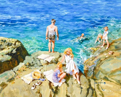 Lot 1049 - John Haskins (b.1938) ''Seaside Summer''...