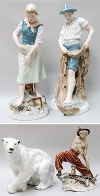 Lot 272 - A Pair of Royal Dux Porcelain Figures, of a...