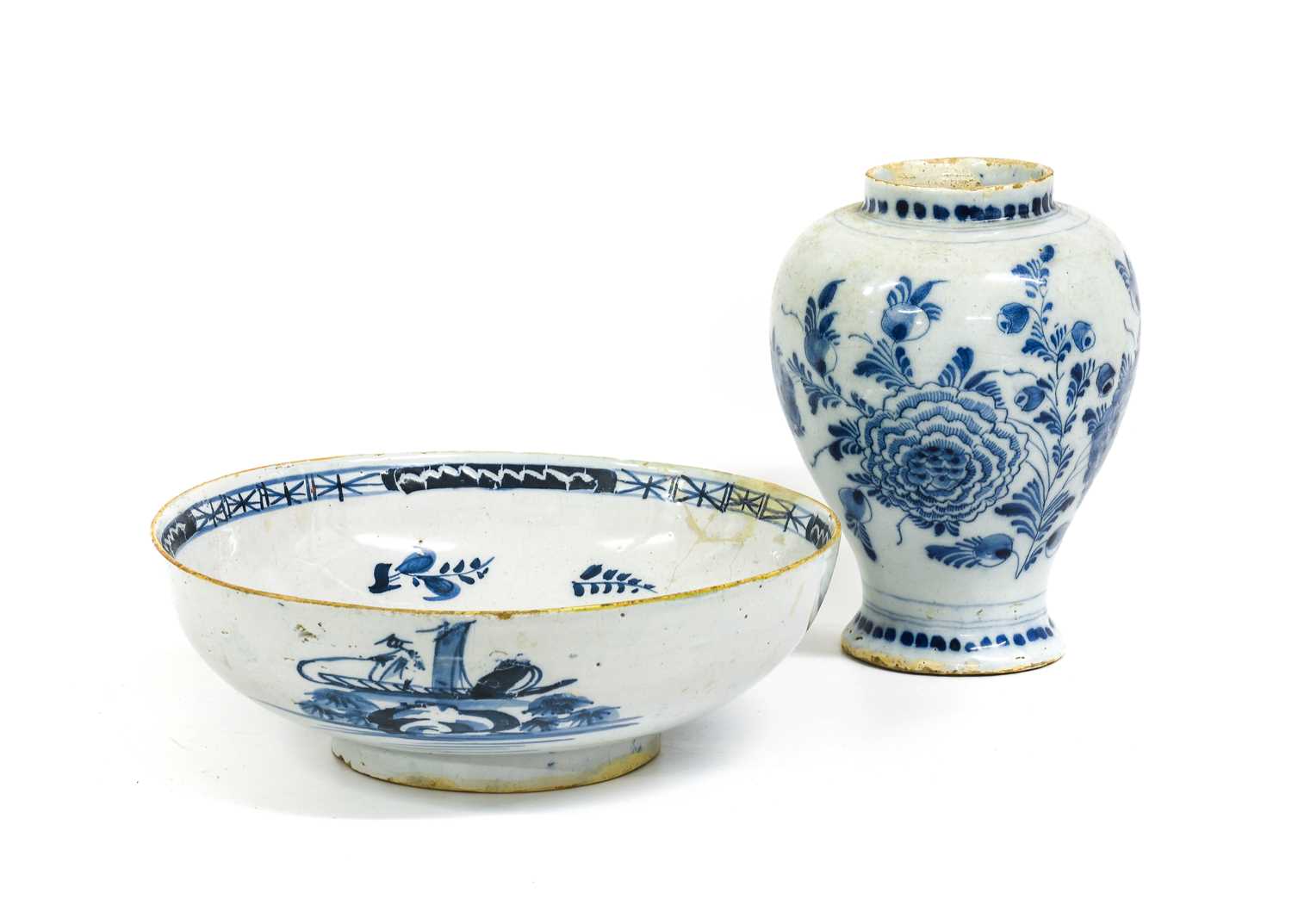 Lot 141 - ~A Dutch Delft Vase, 18th century, of baluster...