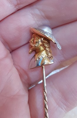 Lot 2096 - A Cultured Pearl Stick Pin realistically...