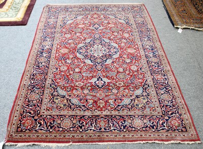 Lot 1246 - Kashan Rug, the raspberry field of floral...