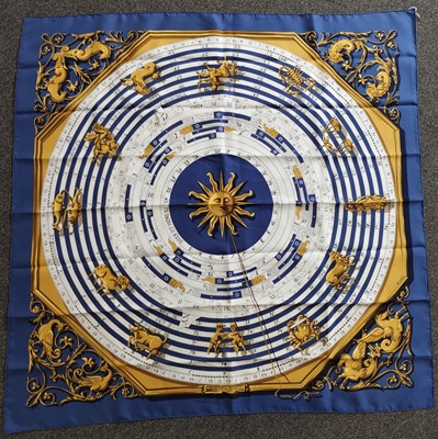 Lot 1014 - Hermès 'Dies Et Hore' Silk Scarf with zodiac...