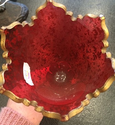 Lot 2 - A Pair of Bohemian White-Overlay Ruby Glass...