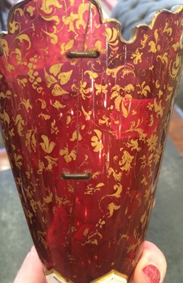 Lot 2 - A Pair of Bohemian White-Overlay Ruby Glass...