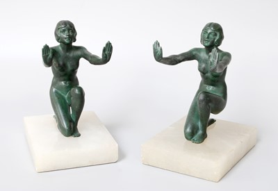 Lot 140 - A Pair Art Deco Figural Bookends, each formed...