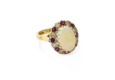 Lot 410 - An 18 Carat Gold Opal, Diamond and Ruby...