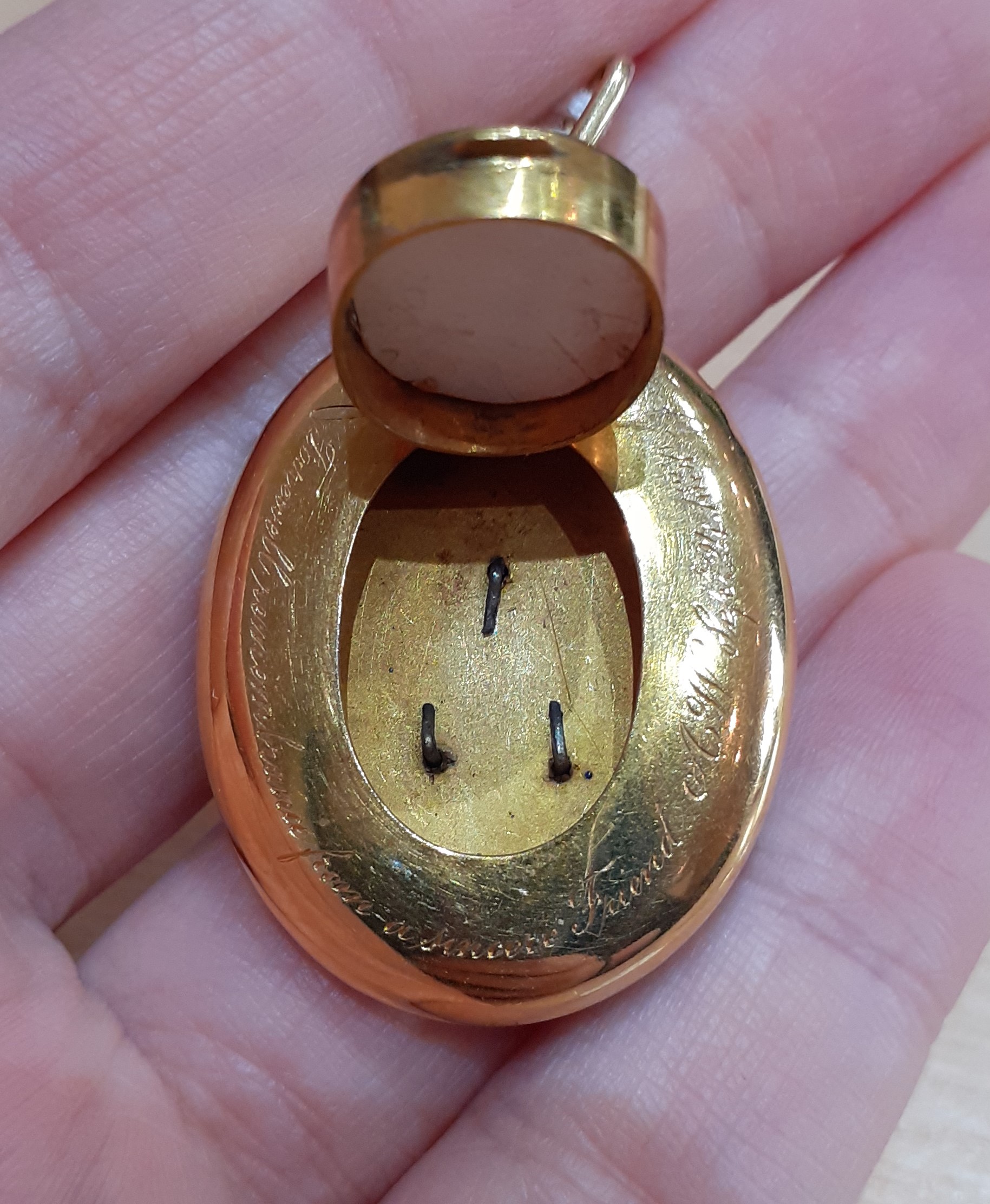 Lot 2106 - A Victorian Enamel and Split Pearl Locket