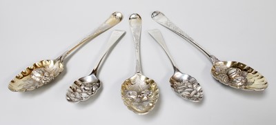 Lot 76 - Three George III Silver Table-Spoons and Two...