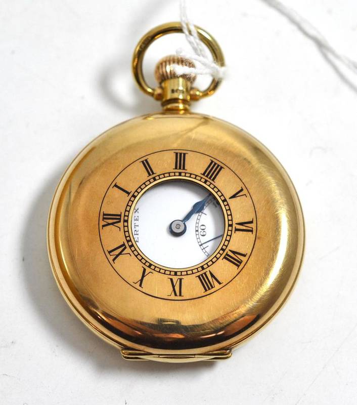 Lot 253 - A 9ct gold half hunter pocket watch signed Vertex