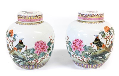 Lot 164 - A Pair of Chinese Porcelain Ginger Jars and...