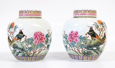 Lot 164 - A Pair of Chinese Porcelain Ginger Jars and...