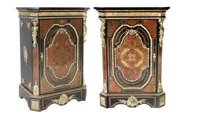 Lot 423 - A Pair of French Louis XV-Style Ebonised, Red...