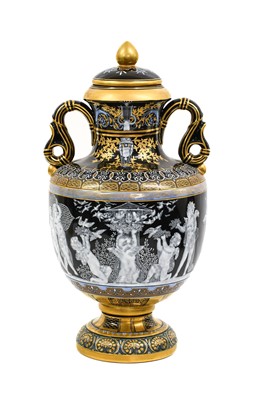 Lot 315 - A Porcelain Twin Handled Urn and Cover, 20th...