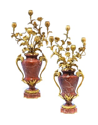 Lot 429 - A Pair of Gilt Metal Mounted Rouge Marble Four-...