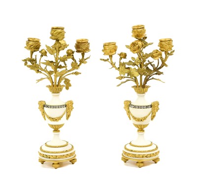 Lot 440 - A Pair of Gilt Metal Mounted White Marble...