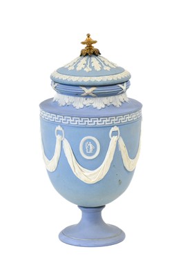 Lot 347 - A Wedgwood Pale Blue Jasperware Pedestal Urn...