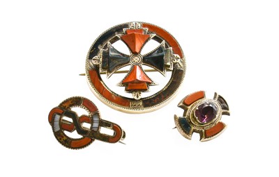 Lot 376 - A Scottish Hardstone Brooch, the central...