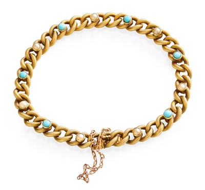 Lot 437 - ~ A Turquoise and Split Pearl Bracelet, the...